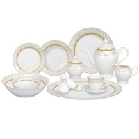 Lorren Home Trends Beatrice Porcelain 57 Piece Dinnerware Set, Service for 8 LHT1241